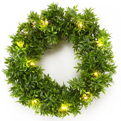 Lighted Faux Boxwood Topiaries or Wreath