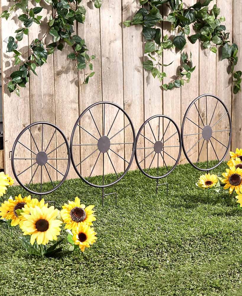 Rustic Wagon Wheel Planter or Fence for Outdoor Spaces#select-item_fence