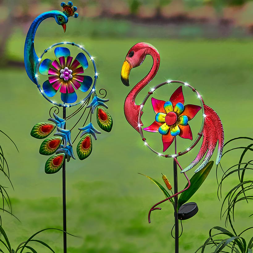 Solar-Lighted Bird Spinners