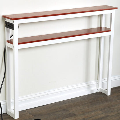 Behind-the-Sofa Long and Narrow Console Table with USB Port and Outlet