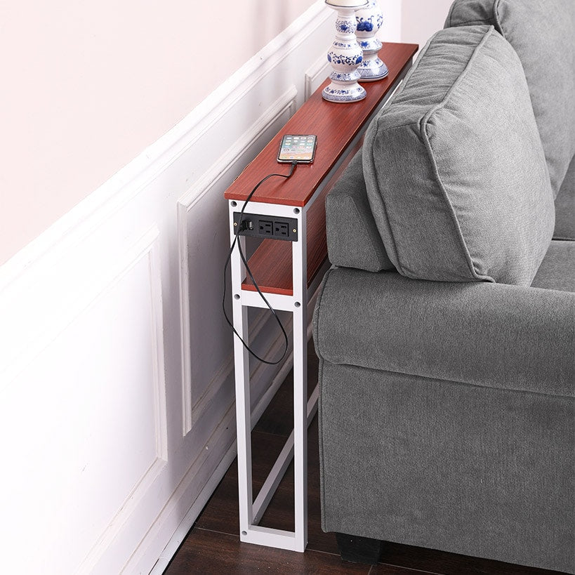 Behind-the-Sofa Long and Narrow Console Table with USB Port and Outlet ...
