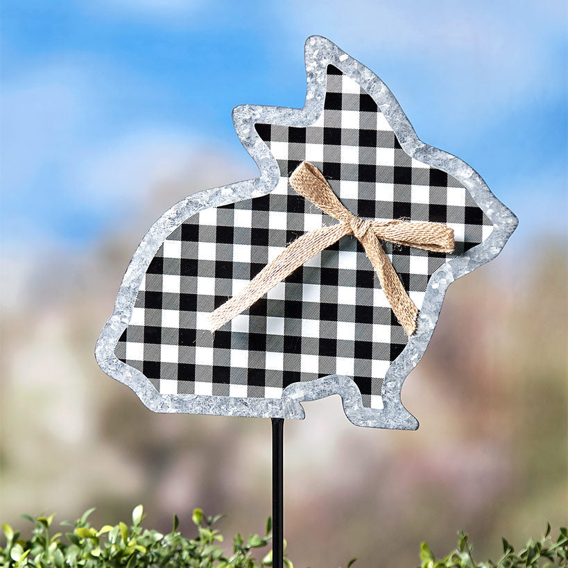Galvanized Gingham Bunny Stake#select-bunny_sitting