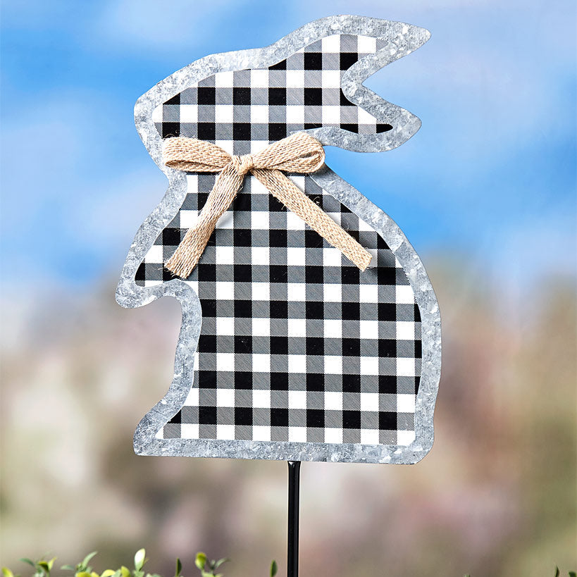 Galvanized Gingham Bunny Stake#select-bunny_standing