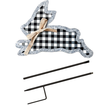 Galvanized Gingham Bunny Stake