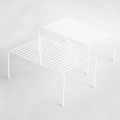 Metal Kitchen Cabinet Plate Storage Shelf Rack - Set of 2