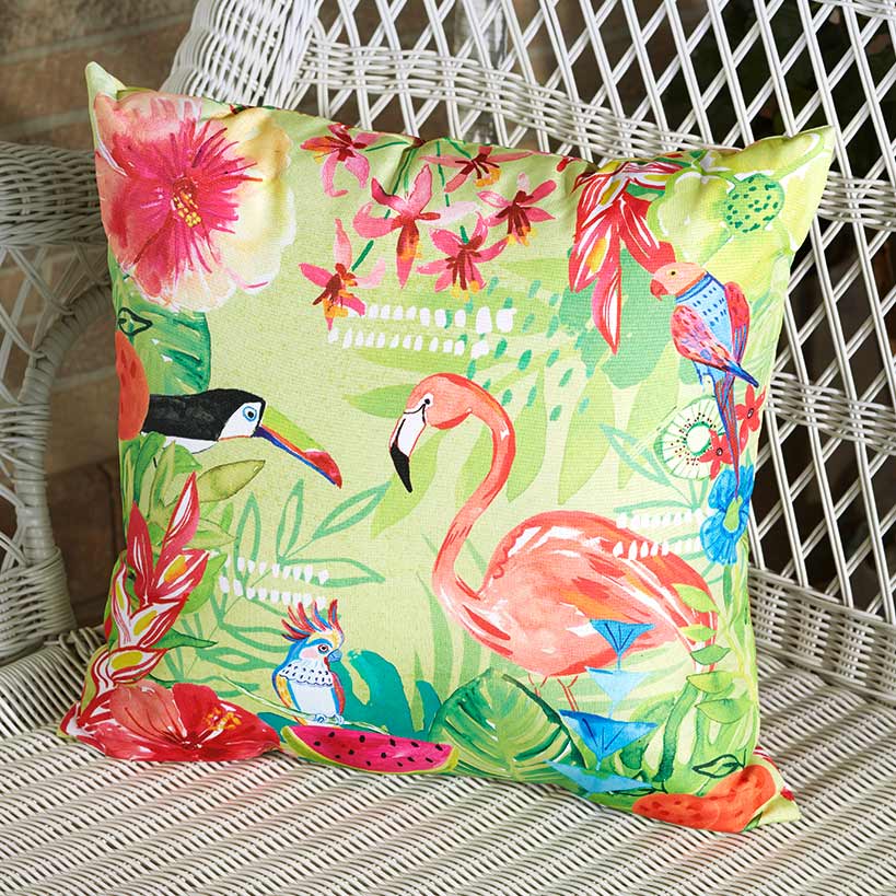 Tropical Outdoor Toucan Accent Pillow