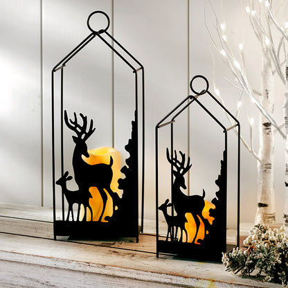 Metal Woodland Candleholder with LED Candle