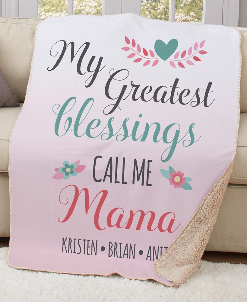 Personalized Mom Greatest Blessing Throw or Pillow#select-item_50"-x-60"-throw