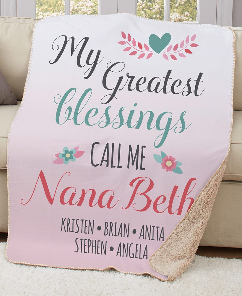 Personalized Mom Greatest Blessing Throw or Pillow#select-item_50"-x-60"-throw