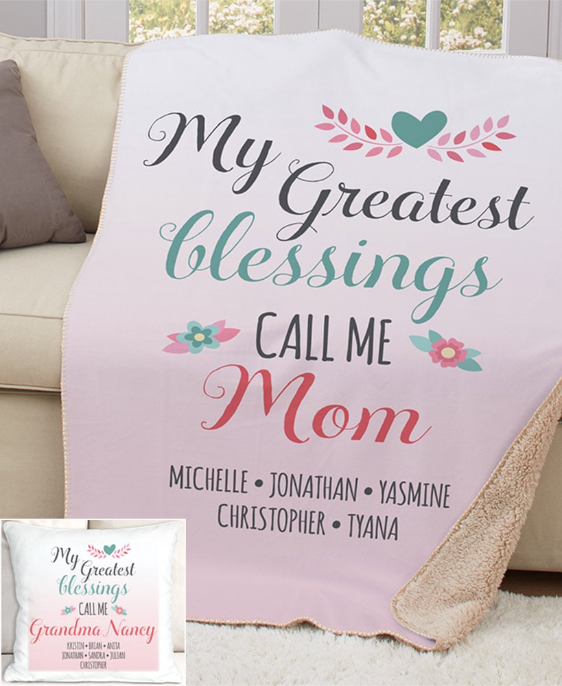 Personalized Mom Greatest Blessing Throw or Pillow