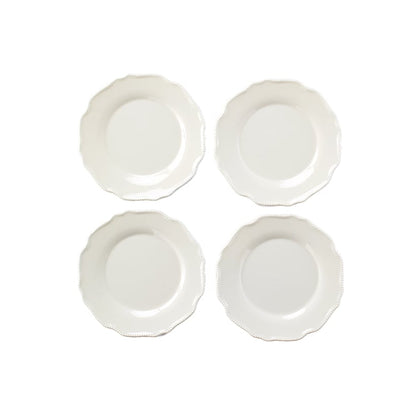 Melamine Dinner Plates Ivory Scalloped Beaded Set of 4
