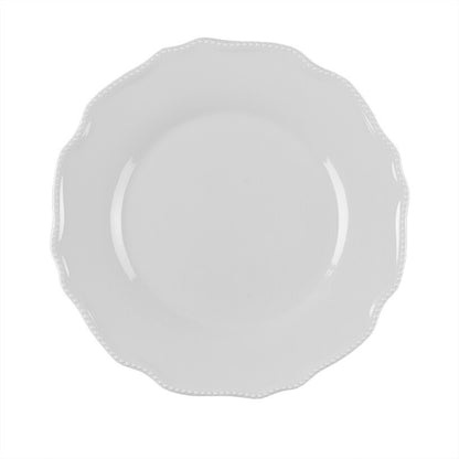 Melamine Dinner Plates Ivory Scalloped Beaded Set of 4