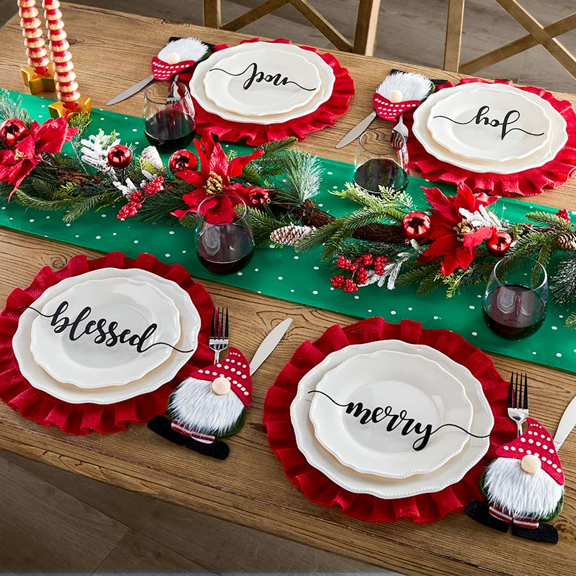 Melamine Dinner Plates Ivory Scalloped Beaded Set of 4