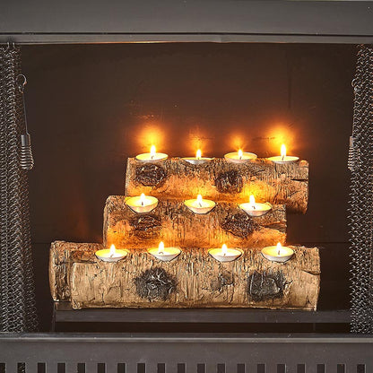 Woodland Log Tea Light Candleholders