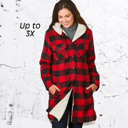 Sherpa-Lined Flannel Boyfriend Jackets