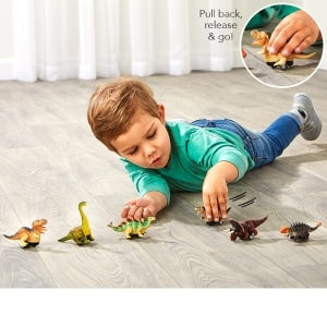 Set of 6 Dinosaur Pull Back Cars