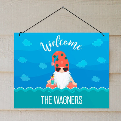 Personalized Summer Gnome Outdoor Flag or Wall Hanging