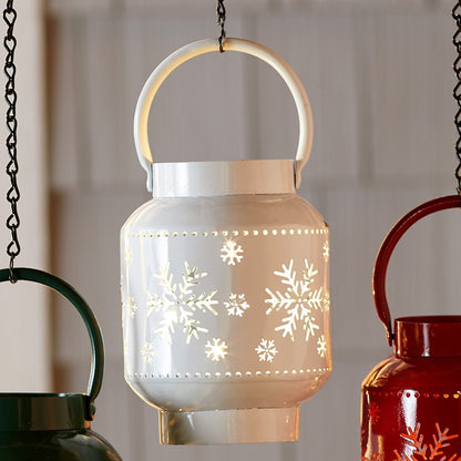 Winter White LED Snowflake Design Lantern