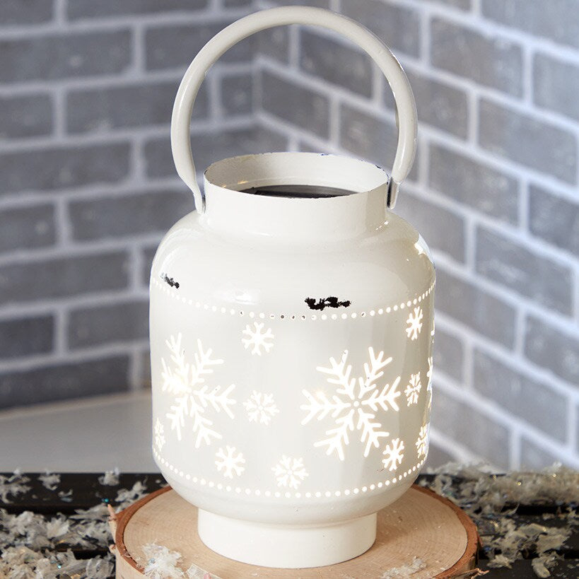 Winter White LED Snowflake Design Lantern