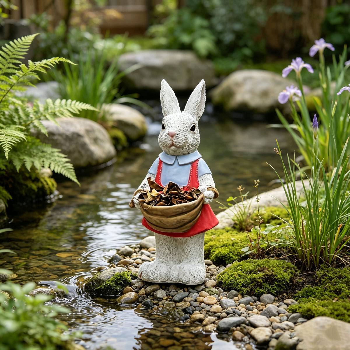 Simulated Pink Rabbit Statue Flower Pot Ornament, 17 in Resin Crafts Garden Sculpture Decor, Household Guardian Figurine, Ideal Gift for Independence Day for Yard Home Outdoor Decor - image 7