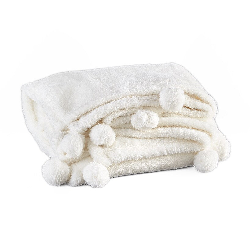 Pom-Pom Sherpa Throws#select-color_ivory