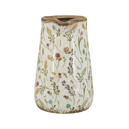 8.1x5.7x9.1" Round Ceramic Pitcher Vase with Multi-Colored Floral Motifs - image 5