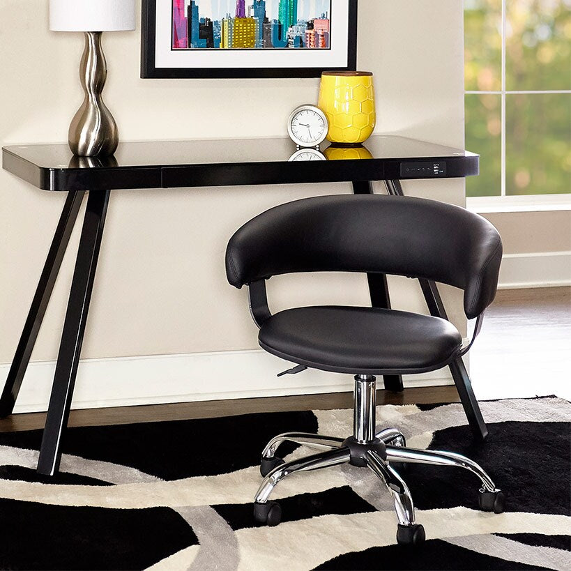 Adjustable Swivel Chair with Back Cushion
