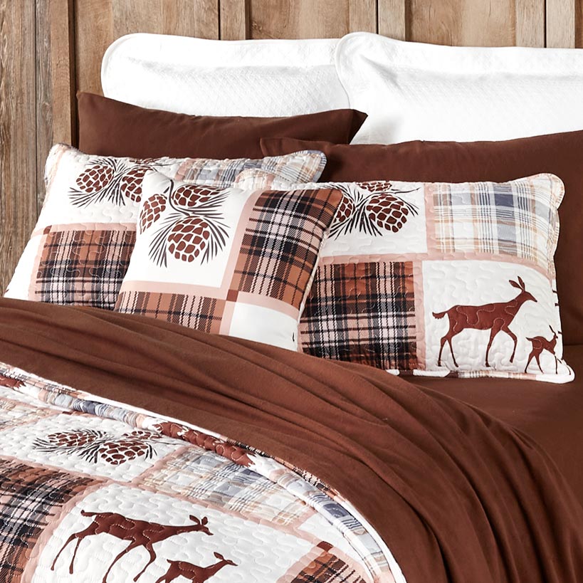 Lodge Plaid Quilted Accent Pillow or Sham