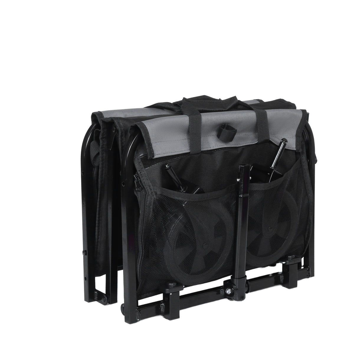 Collapsible Wagon with Wheels - 3 in 1 Lightweight Utility Camping Wagons Carts Foldable with 220lbs Weight Capacity, Cup Holders, for Pet Riding, Groceries, Camping, Shopping (Black) - image 13
