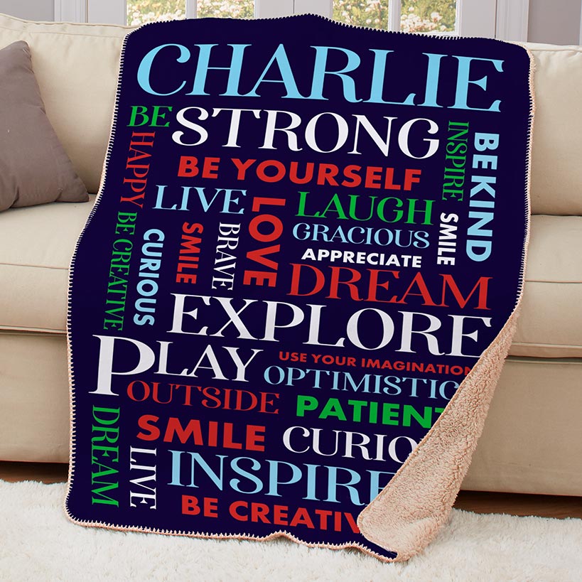 Personalized Kids' Inspirational Sherpa Throws or Pillows