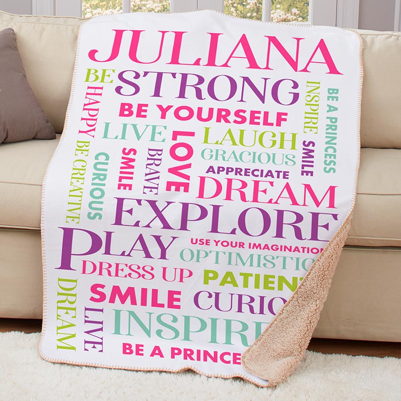 Personalized Kids' Inspirational Sherpa Throws or Pillows