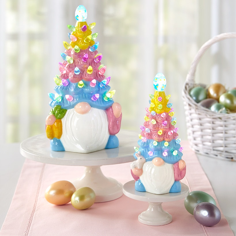 Lighted Easter Retro Gnome Tree Night Light