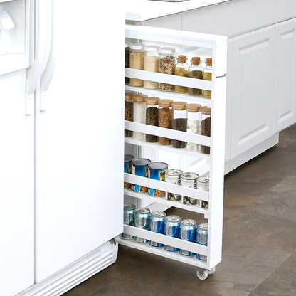Hidden Spice Rack - Storage on Wheels for In Between Fridge & Counter