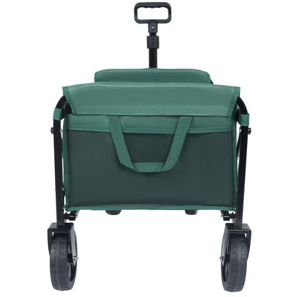 Expandable Dual-Layer Utility Wagon with 100% Extra Space - Grocery Cart for Camping, Shopping, Sports, Gardening, Fishing, Supports 225lbs, Green - image 7