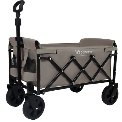 Expandable Dual-Layer Utility Wagon with 100% Extra Space - Grocery Cart for Camping, Shopping, Sports, Gardening, Fishing, Supports 225lbs, Beige - image 4