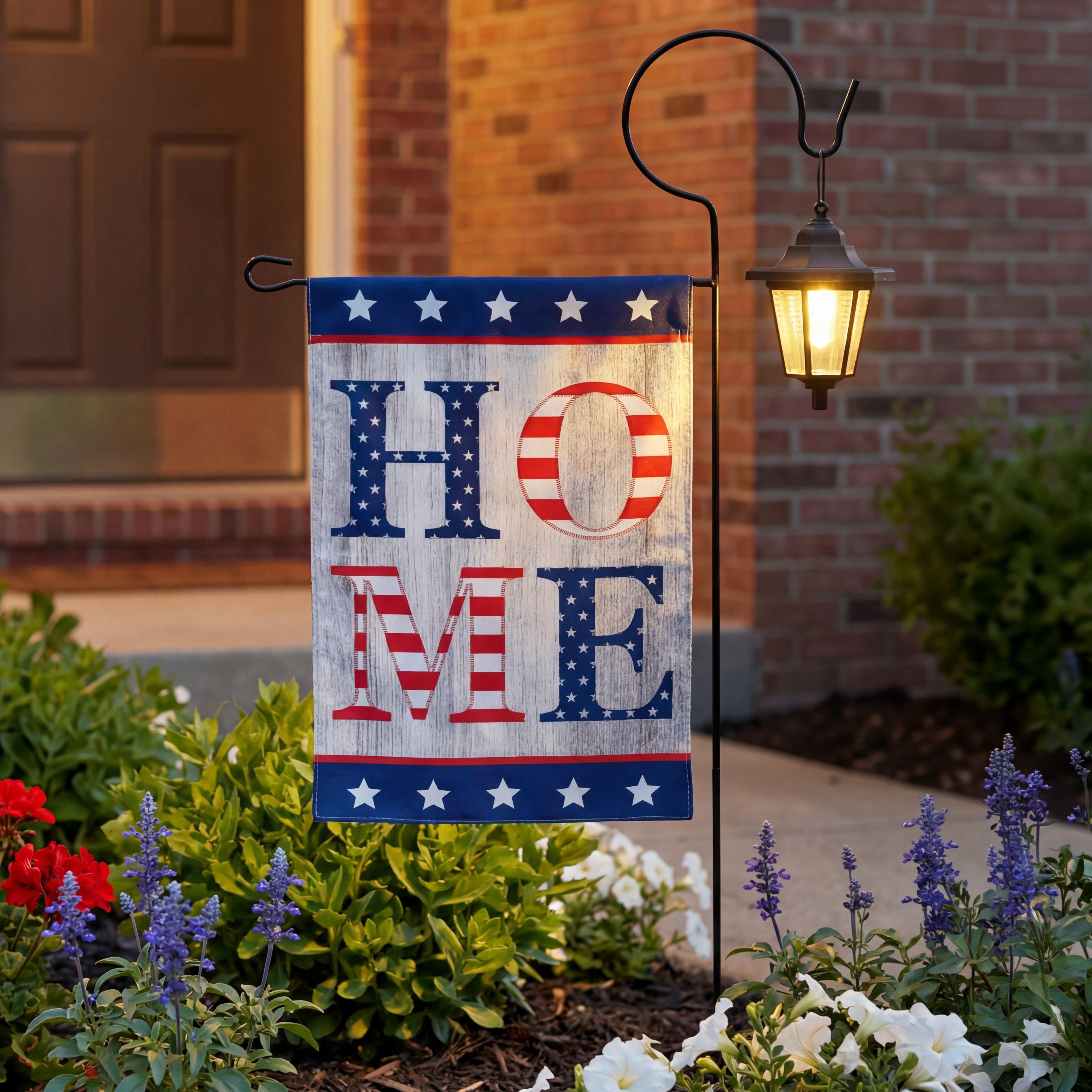 Americana Flag with Solar Lighted Flag Stake Set