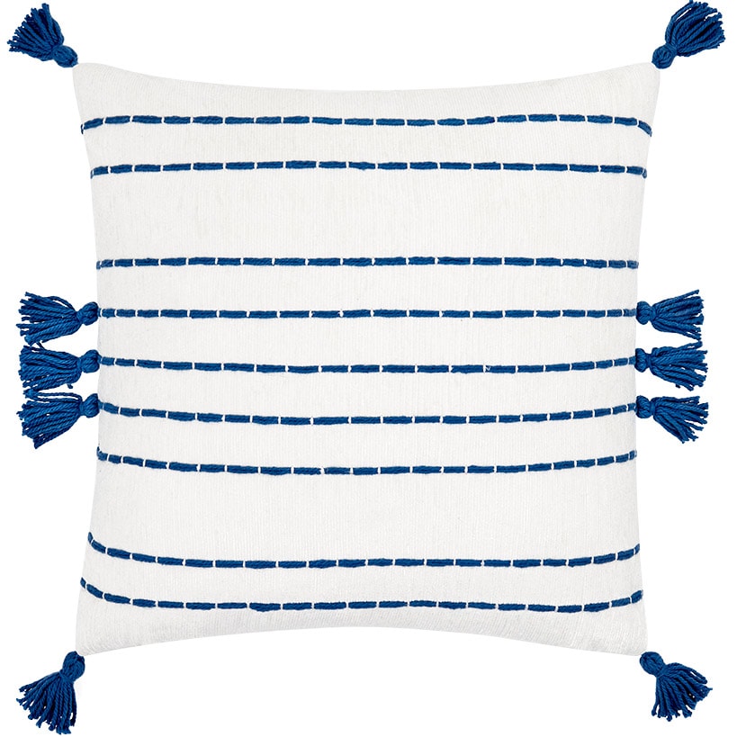 Coastal Inspired Embroidered Decorative Pillow