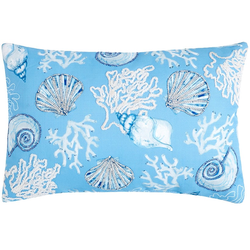 Summer Beach Themed Embroidered Decorative Pillow
