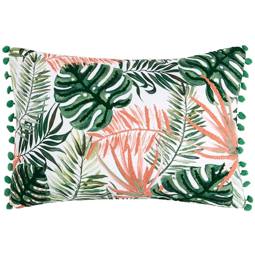 Tropical Embroidered Decorative Pillow