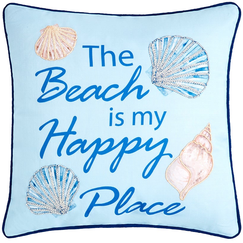 Summer Beach Themed Embroidered Decorative Pillow