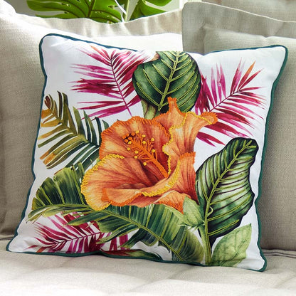 Tropical Embroidered Decorative Pillow