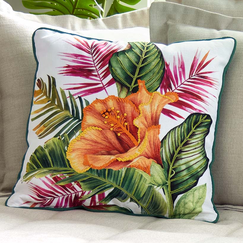 Tropical Embroidered Decorative Pillow#select-pillow_square-hibiscus