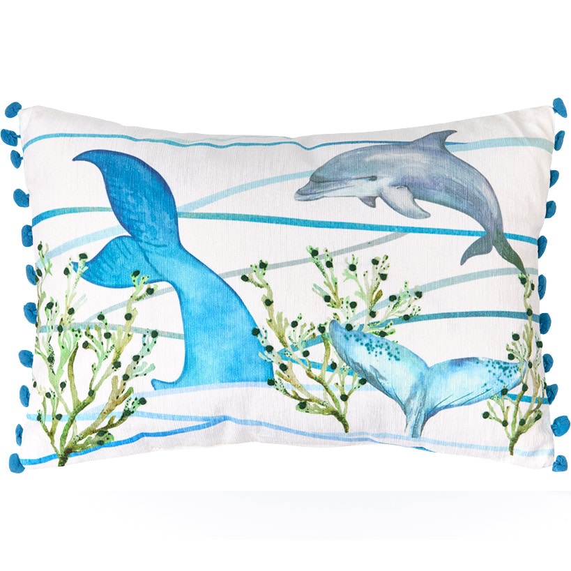 Coastal Themed Embroidered Decorative Pillow