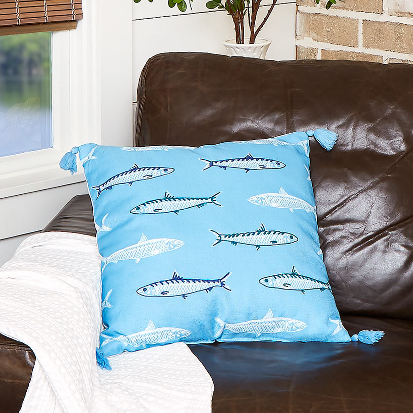 Gone to the Lake Embroidered Decorative Pillow#select-pillow_allover-fish