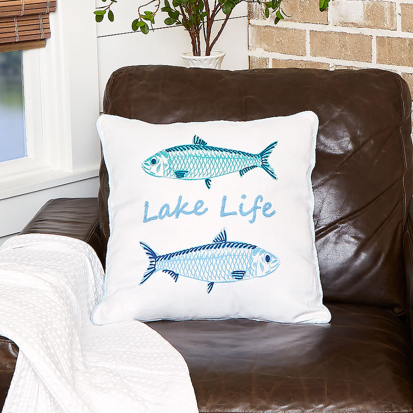 Gone to the Lake Embroidered Decorative Pillow#select-pillow_lake-life