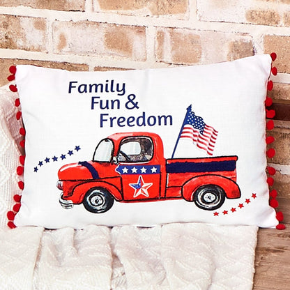 Americana Gnome Embroidered Decorative Pillow