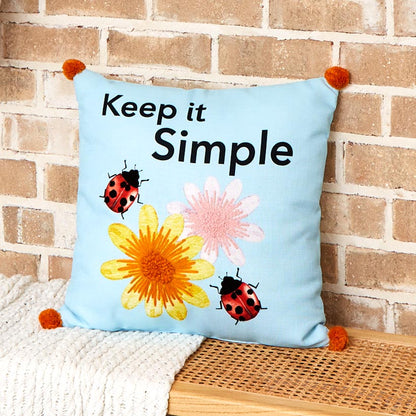 Ladybug Embroidered Decorative Pillow