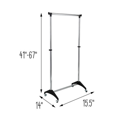 Adjustable Chrome Rolling Garment Rack