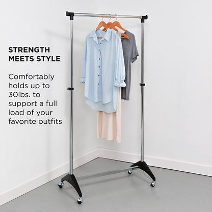 Adjustable Chrome Rolling Garment Rack