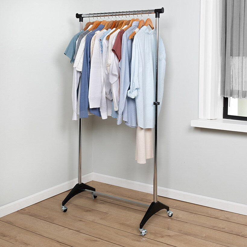 Adjustable Chrome Rolling Garment Rack
